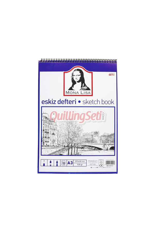 eskiz defteri üstten spiralli a3, 50 yaprak, 8696511150482, sanatsal malzemeler, Mona Lisa