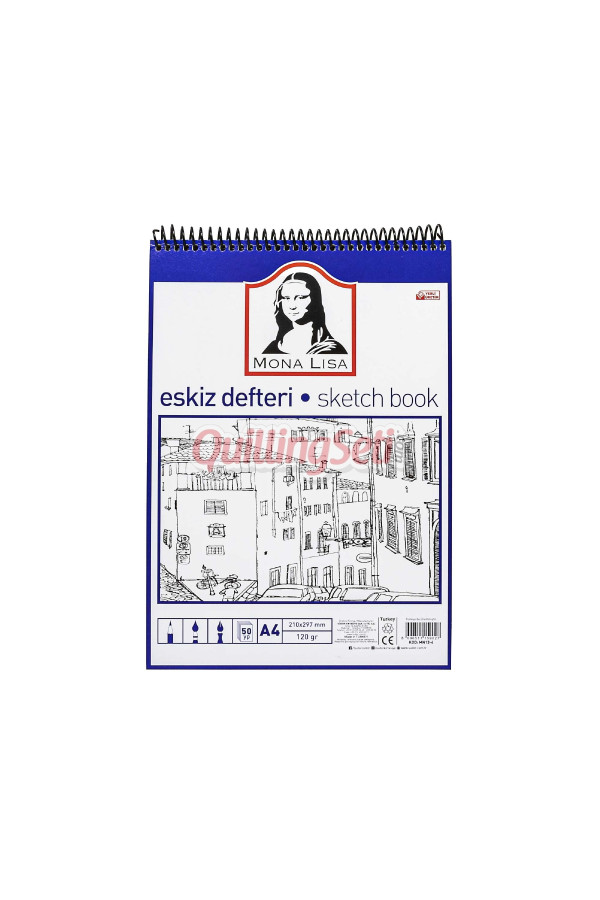 eskiz defteri üstten spiralli a4, 50 yaprak, 8696511150475, sanatsal malzemeler, Mona Lisa