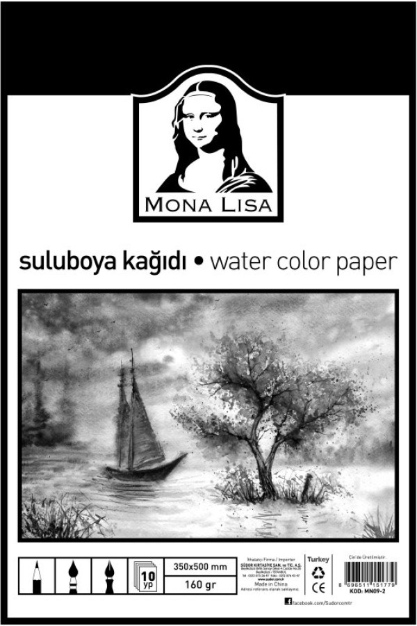 sulu boya kağıdı 35x50 cm 10 yaprak, 6102459232033, sanatsal malzemeler, Mona Lisa