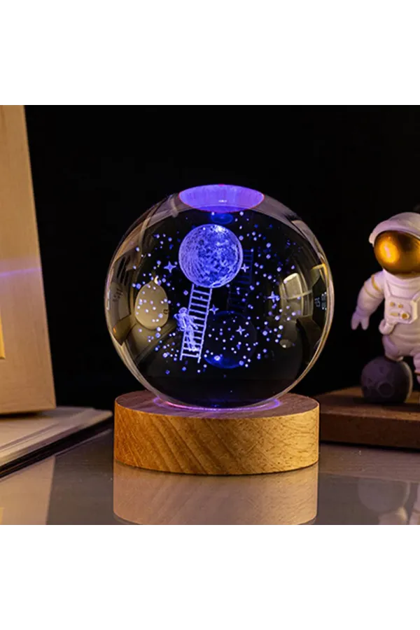 Dekoratif Merdivenli Astronot ve Ay Tasarımlı Işıklı Cam Küre, 562741426021 dekoratif merdivenli astronot ve ay tasarımlı işıklı cam küre, 562741426021
