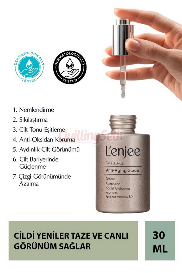 lenjee retinol ve kolajen i̇çeren yaşlanma karşıtı gece serumu, b9 vitamini takviyeli - 30 ml, 8684707045032, kozmetik, lenjee