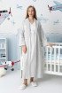 Ekru Renkli, Dantel Detaylı, Uzun Kollu Lüks Erdeniz 2305 Jakarlı Sabahlıklı Lohusa - Hamile Pijama Takımı