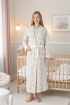 Bej Renkli, Dantel Detaylı, Uzun Kol Erdeniz 2310 Sabahlıklı Lohusa Hamile Gecelik Takım