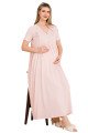pembe renkli, dantel detaylı, kısa kol ve derin patlı, 33400 lohusa hamile gecelik, 8509990036348, lohusa gecelik takım, Lady