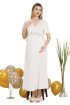 Ekru Renkli, Dantel Detaylı, Kısa Kol ve Derin Patlı, 33401 Lohusa Hamile Gecelik
