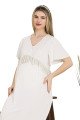 Ekru Renkli Dantel Detaylı 33401 Lohusa/Hamile Gecelik - Kolay Emzirme | QuillingSeti.com