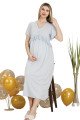 mavi renkli, dantel detaylı, kısa kol ve derin patlı, 33401 lohusa hamile gecelik, 8509990036188, lohusa gecelik takım, Lady
