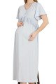 mavi renkli, dantel detaylı, kısa kol ve derin patlı, 33401 lohusa hamile gecelik, 8509990036188, lohusa gecelik takım, Lady