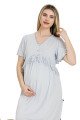 mavi renkli, dantel detaylı, kısa kol ve derin patlı, 33401 lohusa hamile gecelik, 8509990036188, lohusa gecelik takım, Lady