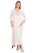 Ekru Renkli, Dantel Detaylı, Uzun Kol ve Derin Patlı, 33402 Lohusa Hamile Gecelik