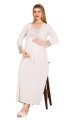 Ekru Renkli Dantel Detaylı 33402 Lohusa/Hamile Gecelik - Kolay Emzirme | QuillingSeti.com