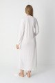 Ekru dantel detaylı viskon lohusa gecelik ve uzun sabahlık takımı Erdeniz 2303 - QuillingSeti.com