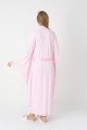 Pembe dantel detaylı viskon lohusa gecelik ve uzun sabahlık takımı Erdeniz 2303 - QuillingSeti.com