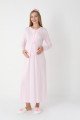 Pembe dantel detaylı viskon lohusa gecelik ve uzun sabahlık takımı Erdeniz 2303 - QuillingSeti.com