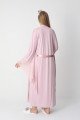 Pudra dantel detaylı viskon lohusa gecelik ve uzun sabahlık takımı Erdeniz 2303 - QuillingSeti.com