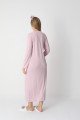 Pudra dantel detaylı viskon lohusa gecelik ve uzun sabahlık takımı Erdeniz 2303 - QuillingSeti.com