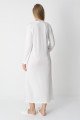 Ekru Renkli, Dantel Detaylı, Uzun Kollu Lüks Erdeniz 2305 Jakarlı Sabahlıklı Lohusa -Hamile Pijama Takımı | QuillingSeti.com