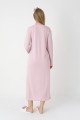 Pudra Renkli, Dantel Detaylı, Uzun Kollu Lüks Erdeniz 2305 Jakarlı Sabahlıklı Lohusa -Hamile Pijama Takımı | QuillingSeti.com