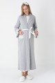 Gri Renkli, Paunatiyeli, Dantel Detaylı, Uzun Kol Erdeniz 2308 Sabahlıklı Lohusa Hamile Gecelik Takım - Kolay Emzirme | QuillingSeti.com