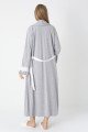 Gri Renkli, Paunatiyeli, Dantel Detaylı, Uzun Kol Erdeniz 2308 Sabahlıklı Lohusa Hamile Gecelik Takım - Kolay Emzirme | QuillingSeti.com