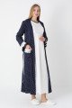 Lacivert Renkli, Paunatiyeli, Dantel Detaylı, Uzun Kol Erdeniz 2308 Sabahlıklı Lohusa Hamile Gecelik Takım - Kolay Emzirme | QuillingSeti.com