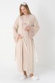 Vizon Renkli, Dantel Detaylı, Uzun Kollu Lüks Erdeniz 2309 Viskon Sabahlıklı Lohusa -Hamile Pijama Takımı | QuillingSeti.com