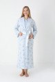 Mavi Renkli Dantel Detaylı Uzun kollu  2310 Lohusa/Hamile Gecelik Takım - Kolay Emzirme | QuillingSeti.com