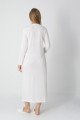 Ekru dantel detaylı viskon lohusa gecelik ve uzun sabahlık takımı Erdeniz 2312 - QuillingSeti.com
