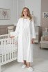 Ekru Dantel Detaylı Uzun Kol Kapitone Sabahlıklı Lohusa Gecelik Takımı - Erdeniz 2312