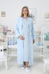 Mavi Dantel Detaylı Uzun Kol Kapitone Sabahlıklı Lohusa Gecelik Takımı - Erdeniz 2312