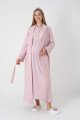 Pudra dantel detaylı viskon lohusa gecelik ve uzun sabahlık takımı Erdeniz 2312 - Lohusa-Sepeti.com
