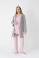 Erdeniz 3442 Jakarlı Sabahlıklı 3lü Lohusa Hamile Pijama Takımı | QuillingSeti.com