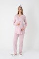Erdeniz 3442 Jakarlı Sabahlıklı 3lü Lohusa Hamile Pijama Takımı | QuillingSeti.com