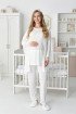 Ekru Renkli Dantel Detaylı Erdeniz 3444 Sabahlıklı 3'lü Lohusa Pijama Takımı
