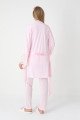 Erdeniz 3444 Pembe Renkli Dantelli 3lü Lohusa Pijama Takımı - QuillingSeti.com