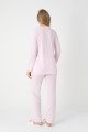 Erdeniz 3444 Pembe Renkli Dantelli 3lü Lohusa Pijama Takımı - QuillingSeti.com