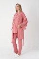 Erdeniz 3449  Sabahlıklı 3lü Lohusa Hamile Pijama Takımı | QuillingSeti.com