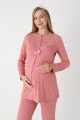 Erdeniz 3449  Sabahlıklı 3lü Lohusa Hamile Pijama Takımı | QuillingSeti.com