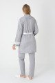 Gri Renkli Derin Patlı, Uzun Kollu Erdeniz 3451 Sabahlıklı 3lü Lohusa Hamile Pijama Takımı | QuillingSeti.com