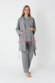 Antrasit Renkli Derin Patlı, Erdeniz 3452 Sabahlıklı 3lü Lohusa Hamile Pijama Takımı | QuillingSeti.com