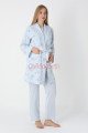 Mavi Renkli Derin Patlı, Erdeniz 3452 Sabahlıklı 3lü Lohusa Hamile Pijama Takımı | QuillingSeti.com