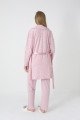 Erdeniz 3449  Pudra renkli kapitone sabahlık ve dantelli viskon lohusa pijama takımı