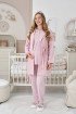 Pudra Renkli Dantel Detaylı, Erdeniz 3454 Kapitone Sabahlıklı 3lü Lohusa Hamile Pijama Takımı