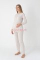 Bej Renkli Derin Patlı, Erdeniz 3452 Sabahlıklı 3lü Lohusa Hamile Pijama Takımı | QuillingSeti.com