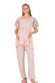 bebe pembe renkli derin patlı, dantel detaylı,  33008 sabahlıklı 3lü lohusa hamile pijama takımı, 8509990040314, lohusa pijama takımları, Lady