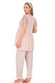 bebe pembe renkli derin patlı, dantel detaylı,  33008 sabahlıklı 3lü lohusa hamile pijama takımı, 8509990040314, lohusa pijama takımları, Lady