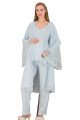 bebe mavi renkli, dantel detaylı uzun kol, derin patlı,  33009 sabahlıklı 3lü lohusa hamile pijama takımı, 8509990040475, lohusa pijama takımları, Lady