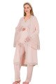bebe pembe renkli derin patlı, dantel detaylı,  33009 sabahlıklı 3lü lohusa hamile pijama takımı, 8509990040437, lohusa pijama takımları, Lady
