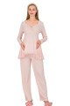 bebe pembe renkli derin patlı, dantel detaylı,  33009 sabahlıklı 3lü lohusa hamile pijama takımı, 8509990040437, lohusa pijama takımları, Lady