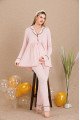 Pembe Renkli Derin Patlı,  33001 Sabahlıklı 3lü Lohusa Hamile Pijama Takımı | Lohusa-Sepeti.com